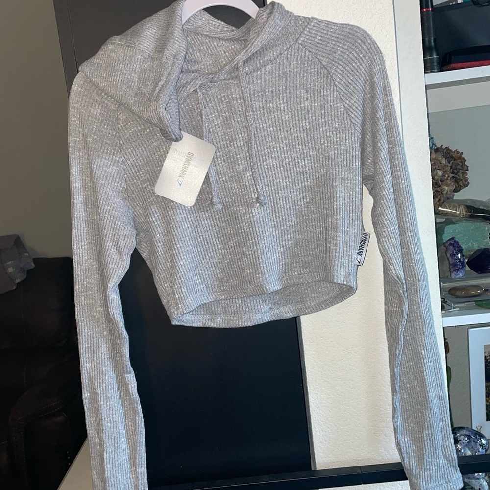 Gymshark Gray Cropped Relaxed Hoodie